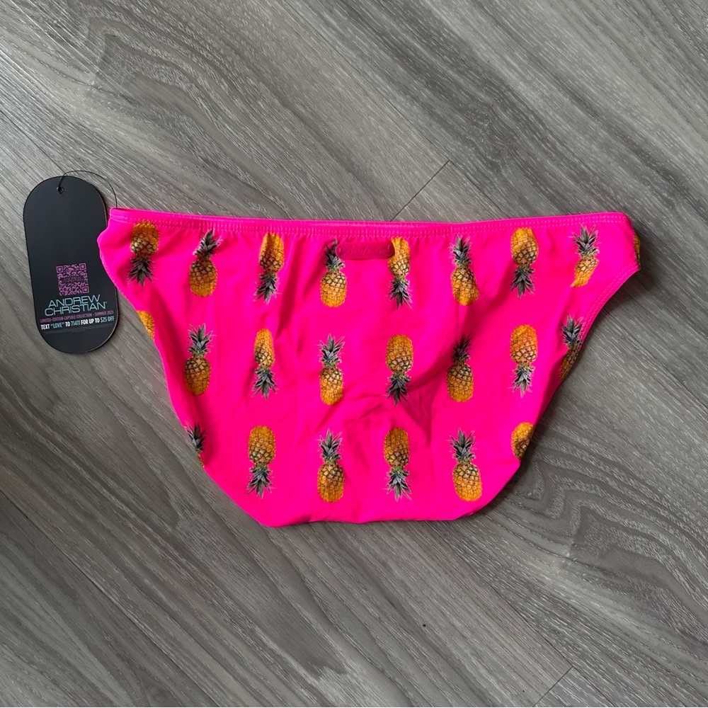Andrew Christian | Miami Cabana Boy Splash & Dash Brief in Pineapple Print Pink - Picture 6 of 13